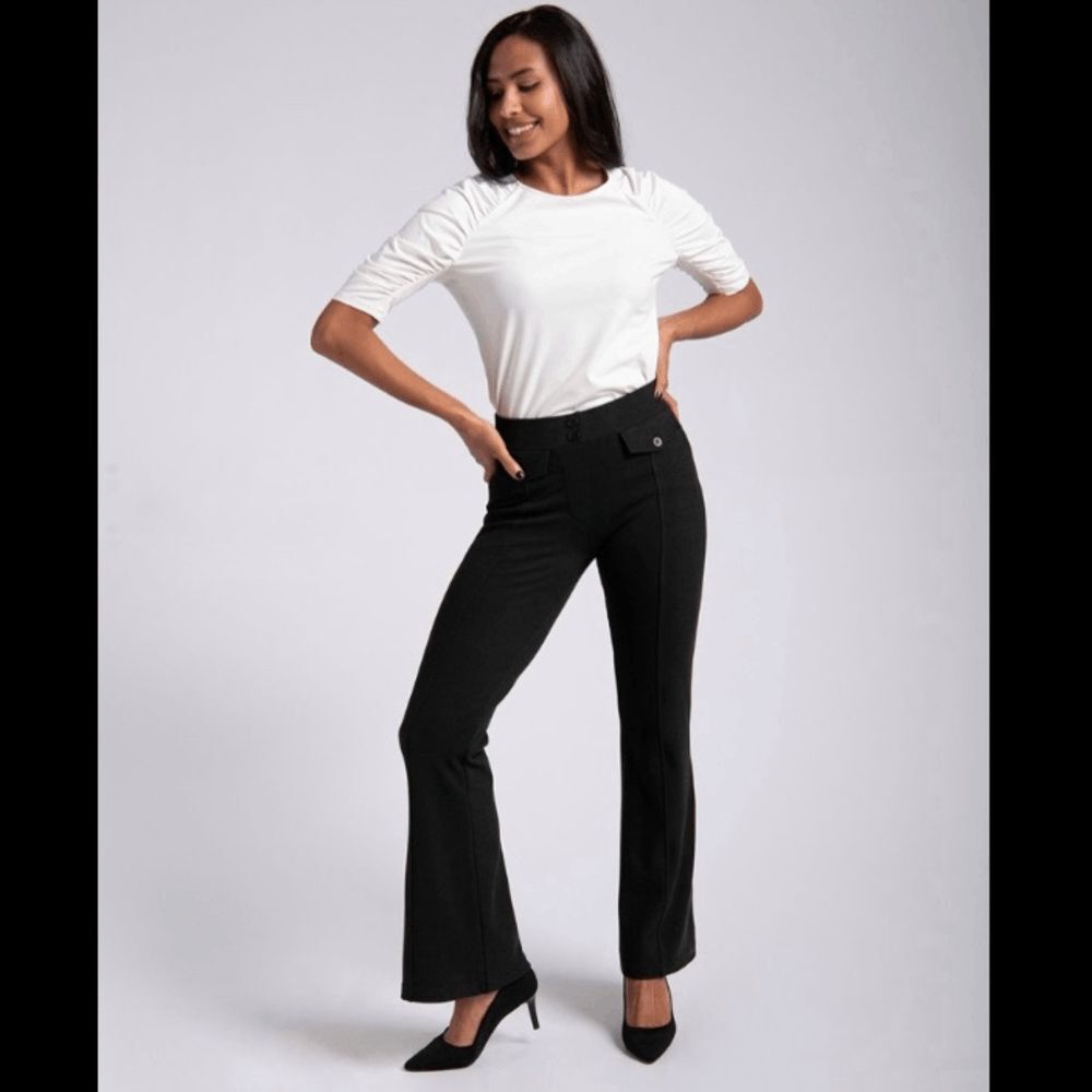 New Betabrand Black Corduroy Bootcut Dress Pant Yoga Pants Small Petite